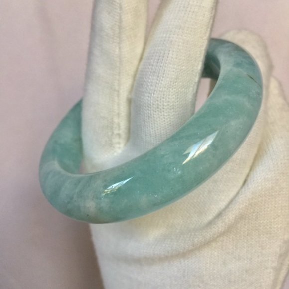 NWOT Natural Blue Aquamarine Crystal Bangle 56mm - Picture 12 of 16